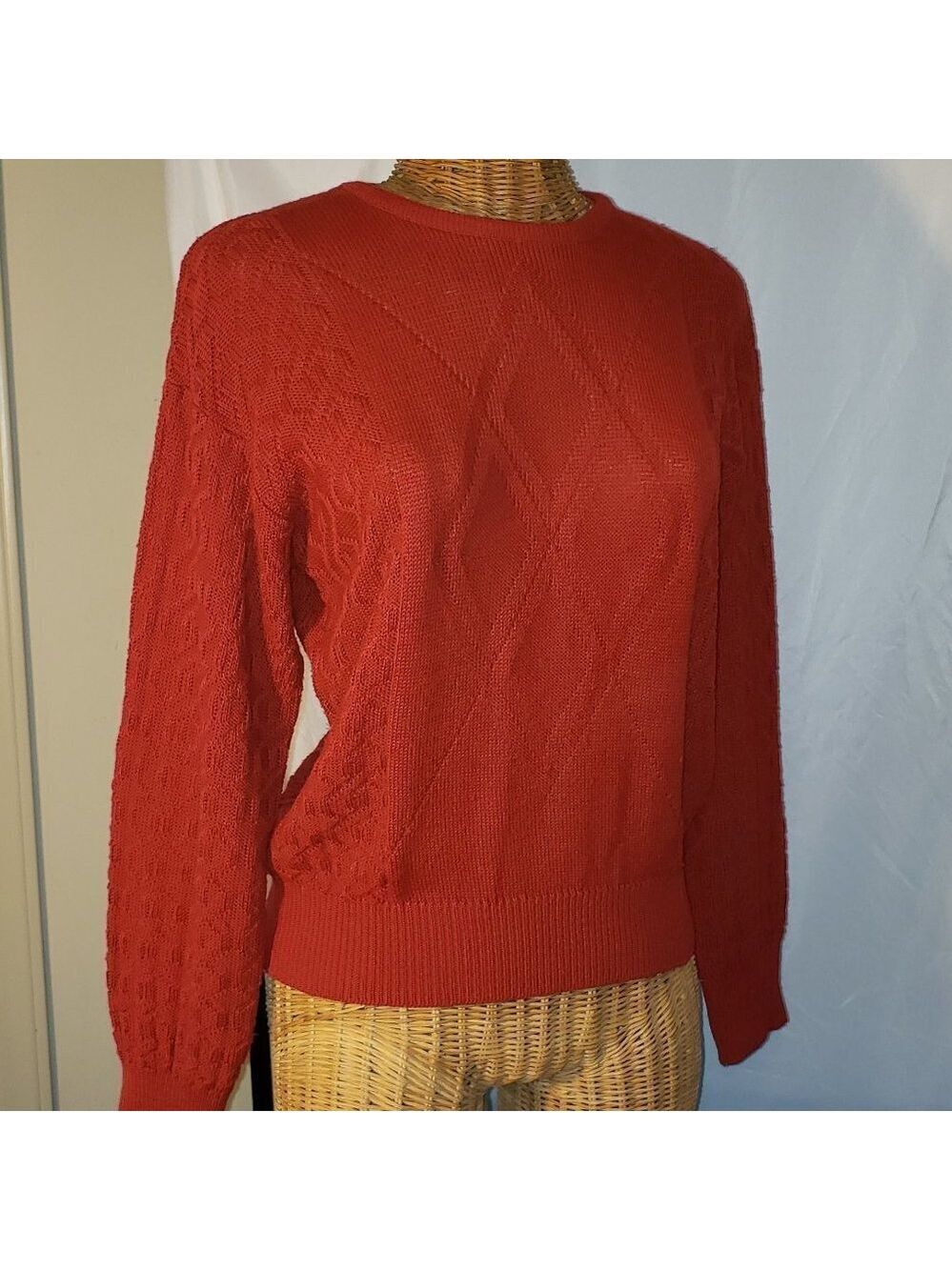 Ladies Vintage LADY ANNE Knit Crew Neck Sweater in Red - S
